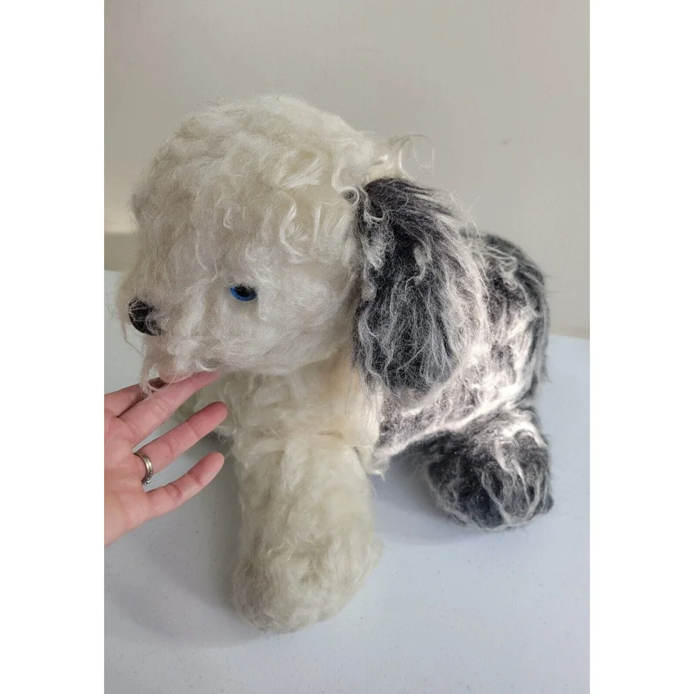 Vintage Sheep Dog Carnival Black White Fluffy Plush Stuffed Animal Toy‎ 17